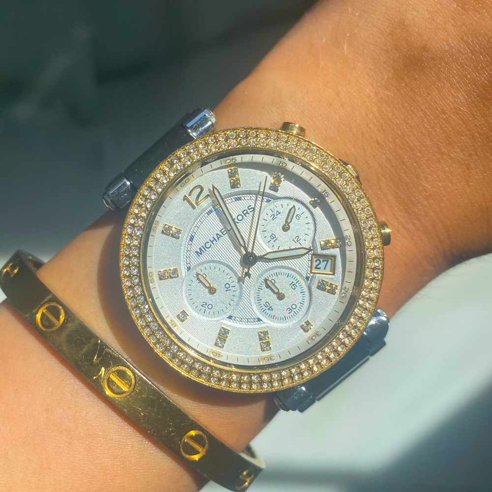 Michael Kors silver and gold two-tone watch